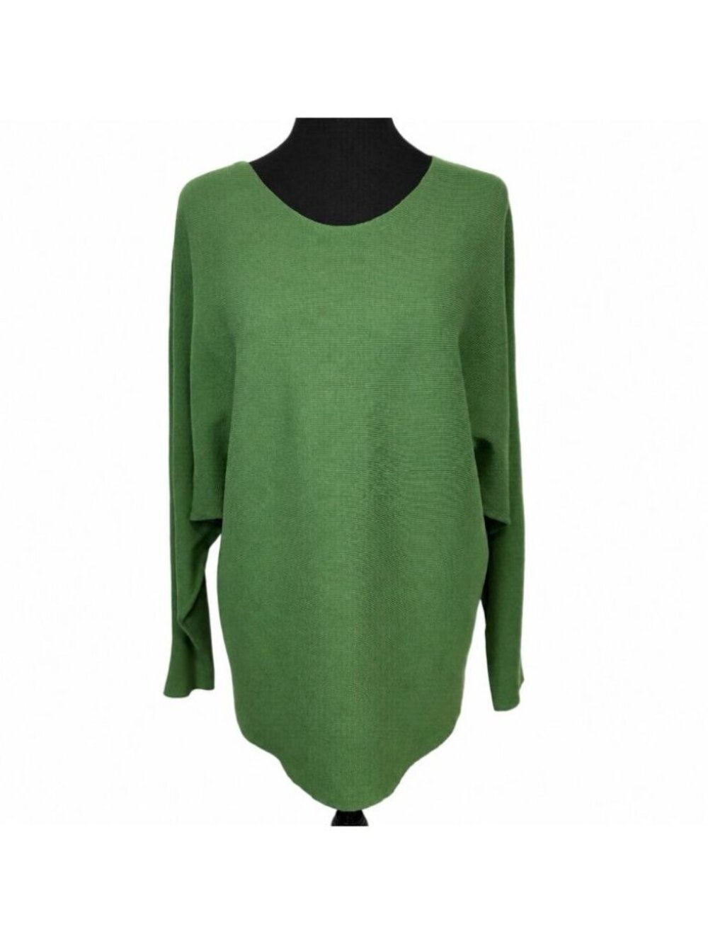 Vila Milano Green Dolman Sleeve Sz XL Rib Knit Tunic Sweater Lightweight Stretch